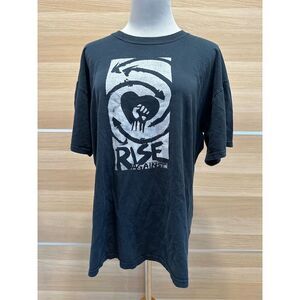 Vintage Rise Against Fist Pump Heart Logo T-Shirt Black Adult L